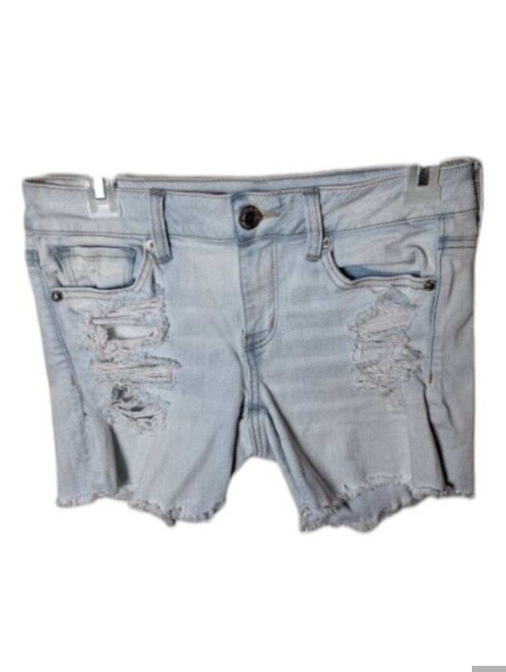 American Eagle Women 4 Light Wash Distressed Ne(x)t Level Stretch Denim Shorts